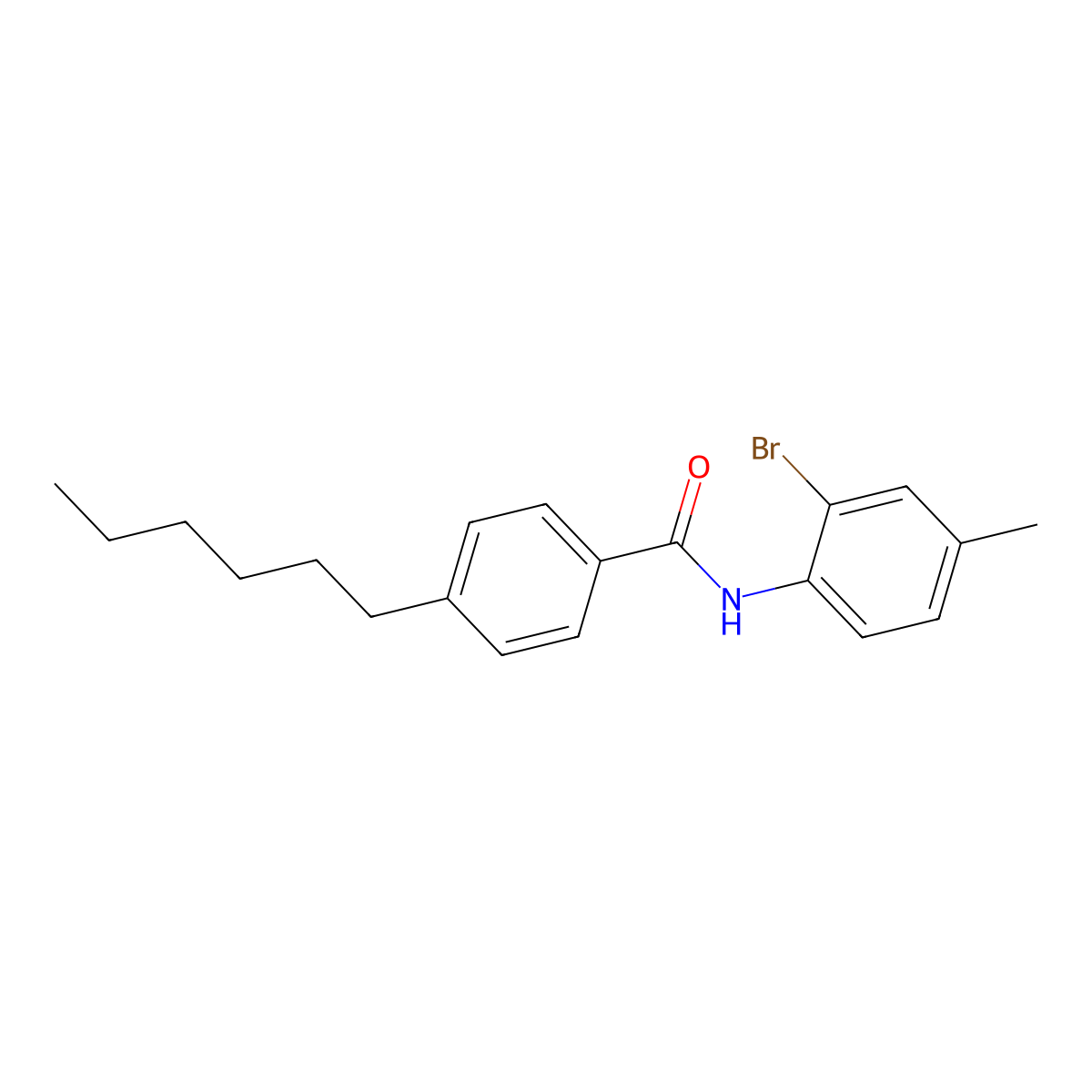 N-(2-Bromo-4-methyl-phenyl)-4-hexyl-benzamide molecular structure, CAS 5606-70-2