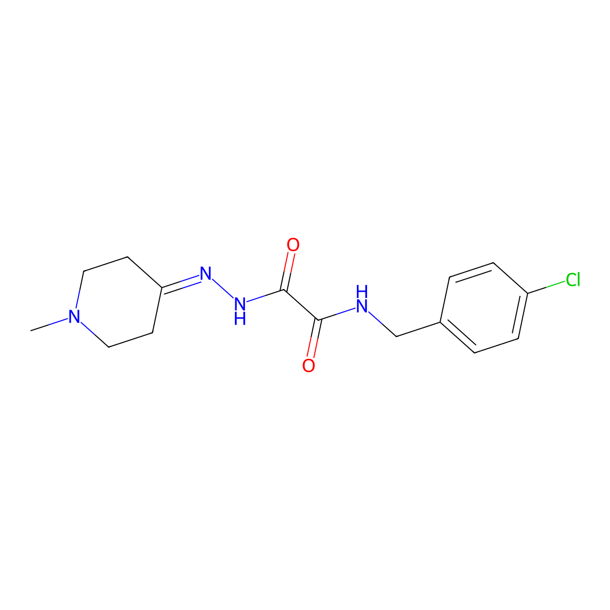 N-[(4-chlorophenyl)methyl]-N'-[(1-methylpiperidin-4-ylidene)amino]oxamide molecular structure, CAS 5607-68-1
