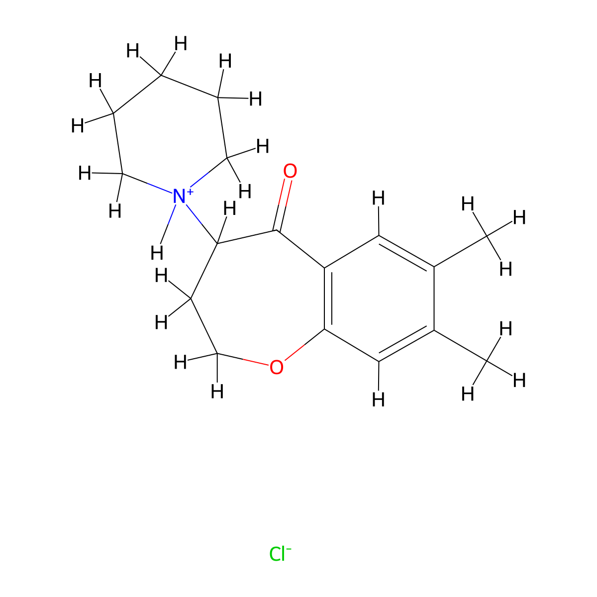1-Benzoxepin-5(2H)-one, 3,4-dihydro-7,8-dimethyl-4-piperidino-, hydrochloride molecular structure, CAS 56071-18-2
