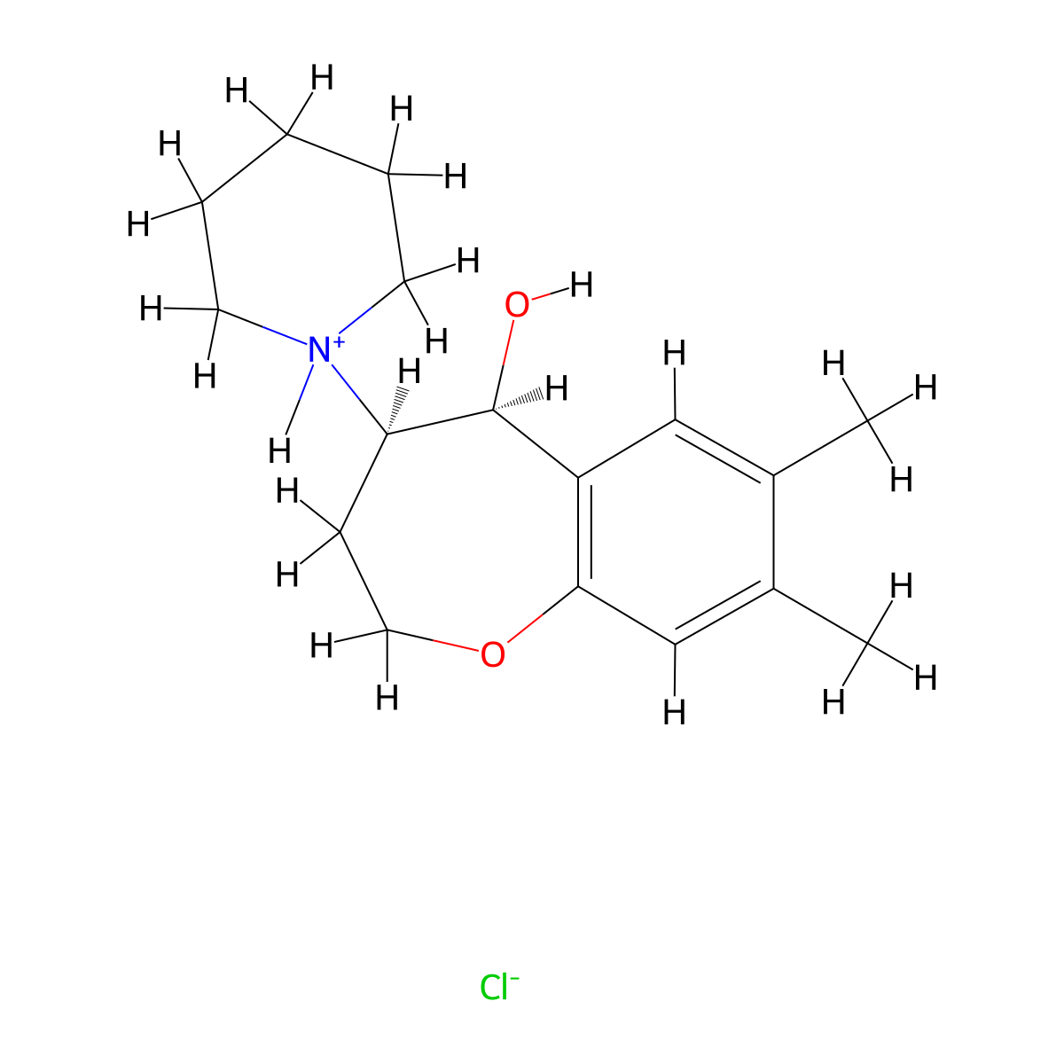 7,8-Dimethyl-4-(piperidin-1-yl)-2,3,4,5-tetrahydro-1-benzoxepin-5-ol--hydrogen chloride (1/1) molecular structure, CAS 56071-22-8