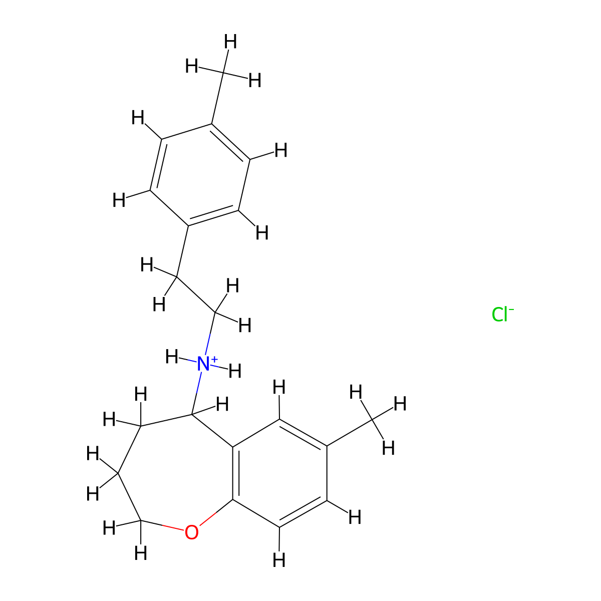 1-Benzoxepin-5-amine, 2,3,4,5-tetrahydro-7-methyl-N-(p-methylphenethyl)-, hydrochloride molecular structure, CAS 56071-35-3