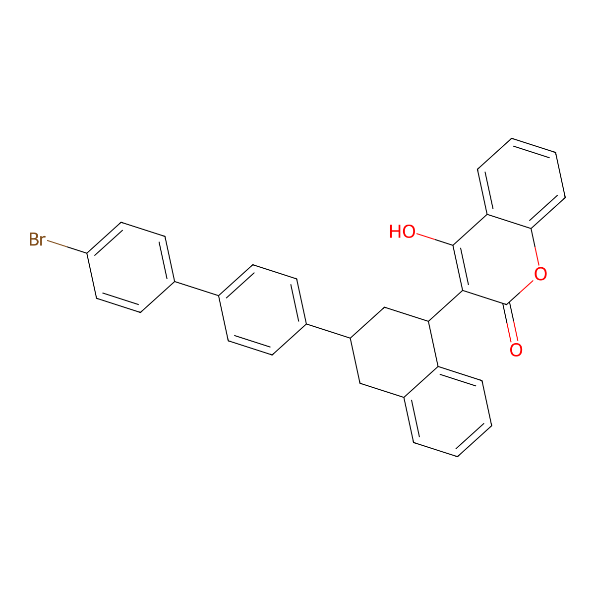 Brodifacoum molecular structure, CAS 56073-10-0