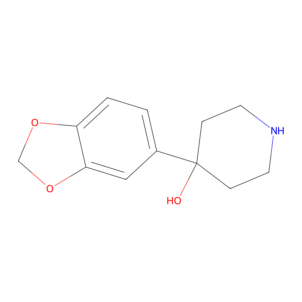 4-(1,3-Benzodioxol-5-yl)piperidin-4-ol molecular structure, CAS 56074-28-3