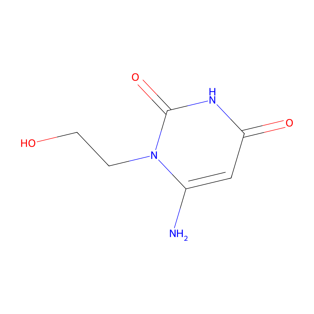 6-amino-1-(2-hydroxyethyl)pyrimidine-2,4(1H,3H)-dione molecular structure, CAS 56075-69-5