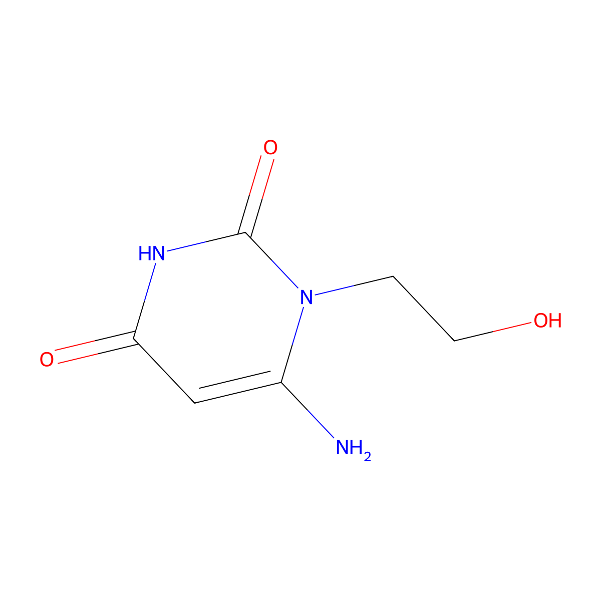 6-amino-1-(2-hydroxyethyl)pyrimidine-2,4(1H,3H)-dione molecular structure, CAS 56075-69-5