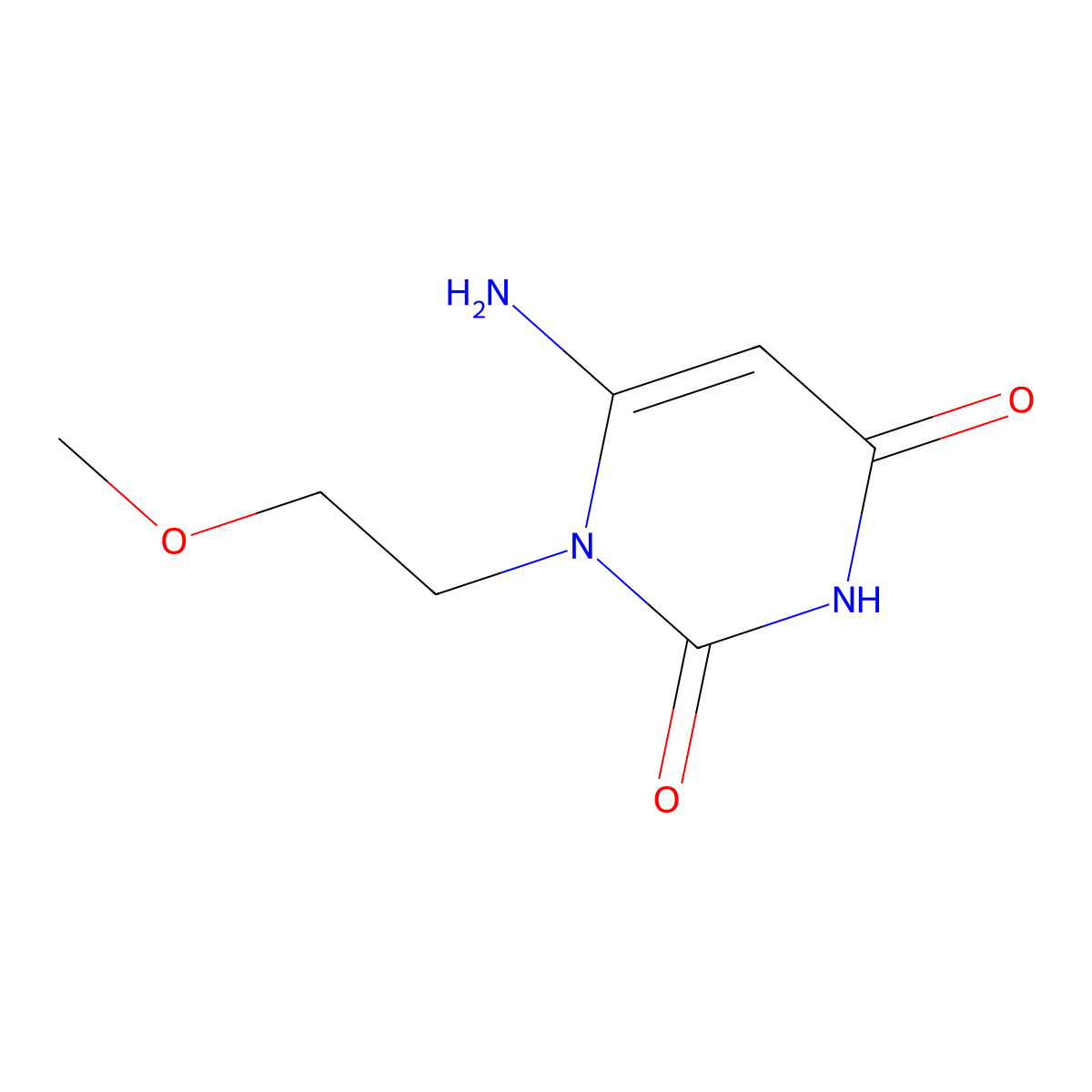 6-Amino-1-(2-methoxyethyl)-1,2,3,4-tetrahydropyrimidine-2,4-dione molecular structure, CAS 56075-76-4