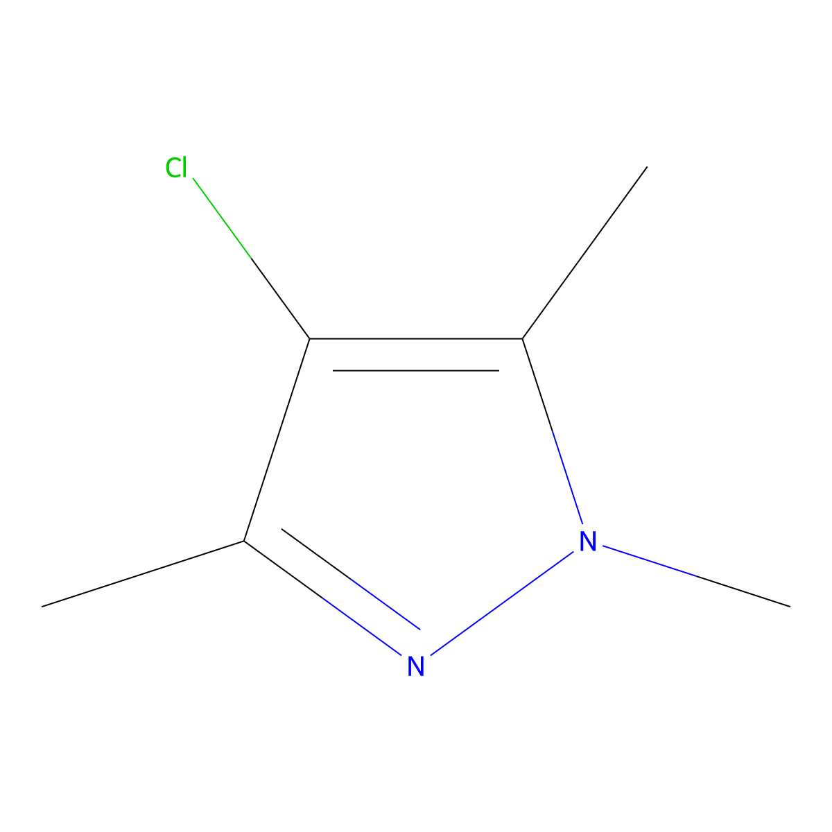 4-chloro-1,3,5-trimethyl-1 H-pyrazole molecular structure, CAS 56079-15-3