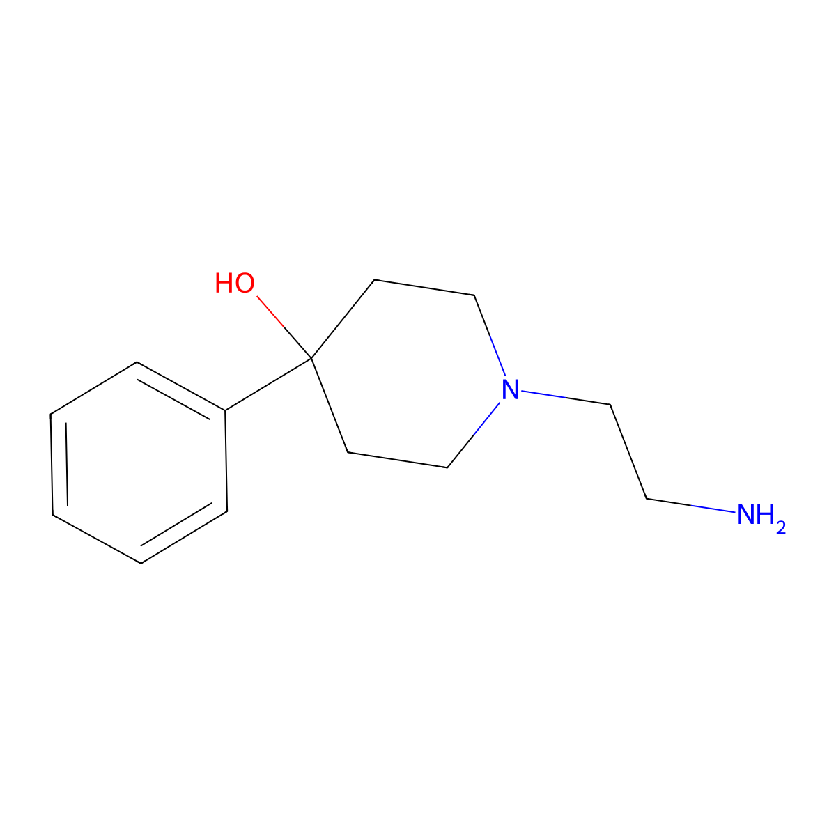 1-(2-Aminoethyl)-4-phenylpiperidin-4-ol molecular structure, CAS 56079-76-6