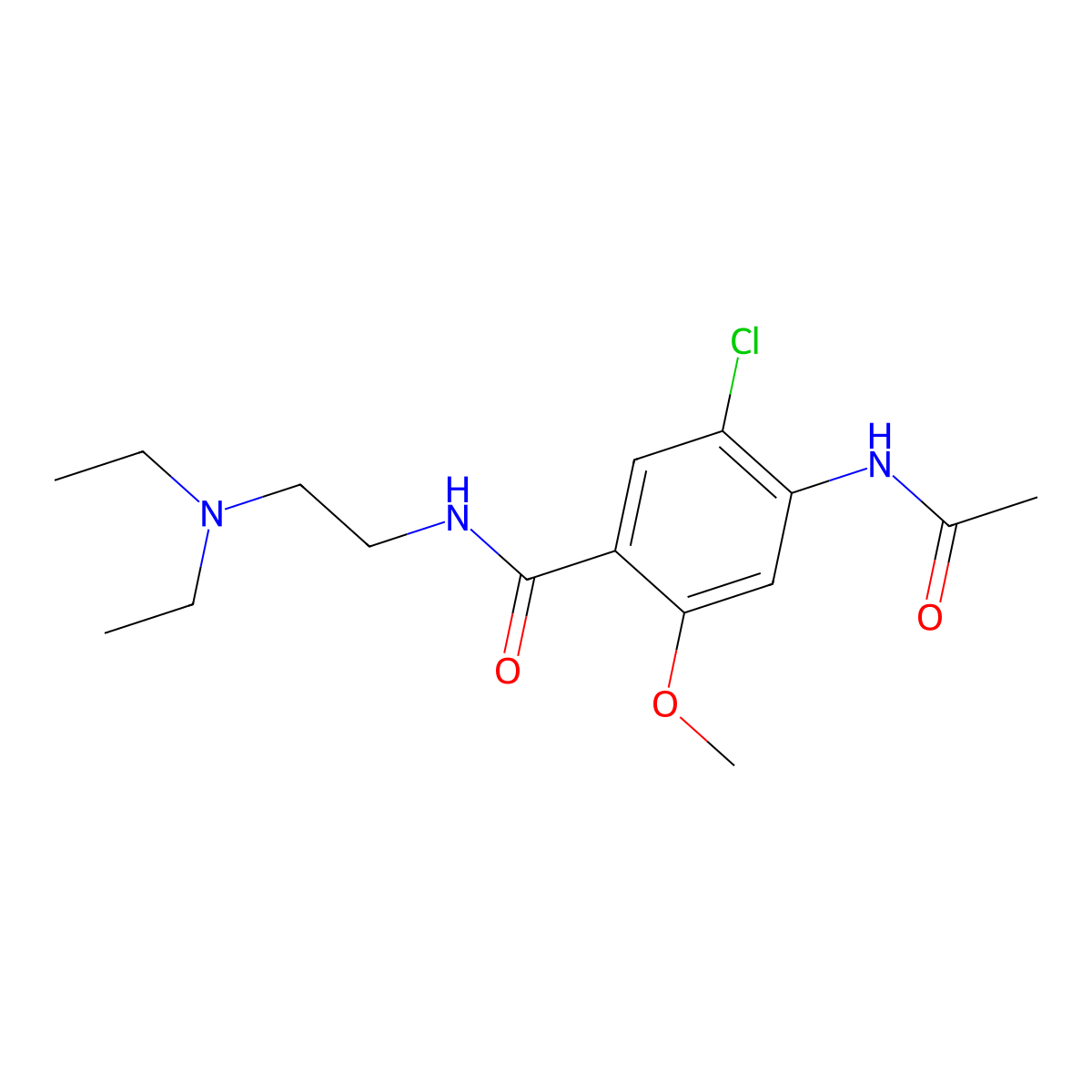 4-(Acetylamino)-5-chloro-N-(2-(diethylamino)ethyl)-2-methoxybenzamide molecular structure, CAS 5608-13-9