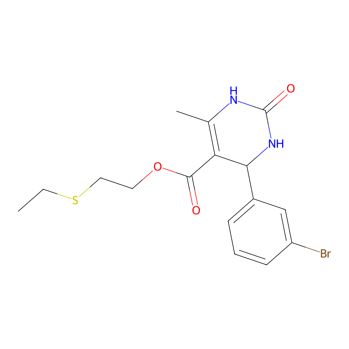 2-(Ethylsulfanyl)ethyl 4-(3-bromophenyl)-6-methyl-2-oxo-1,2,3,4-tetrahydropyrimidine-5-carboxylate molecular structure, CAS 5608-36-6