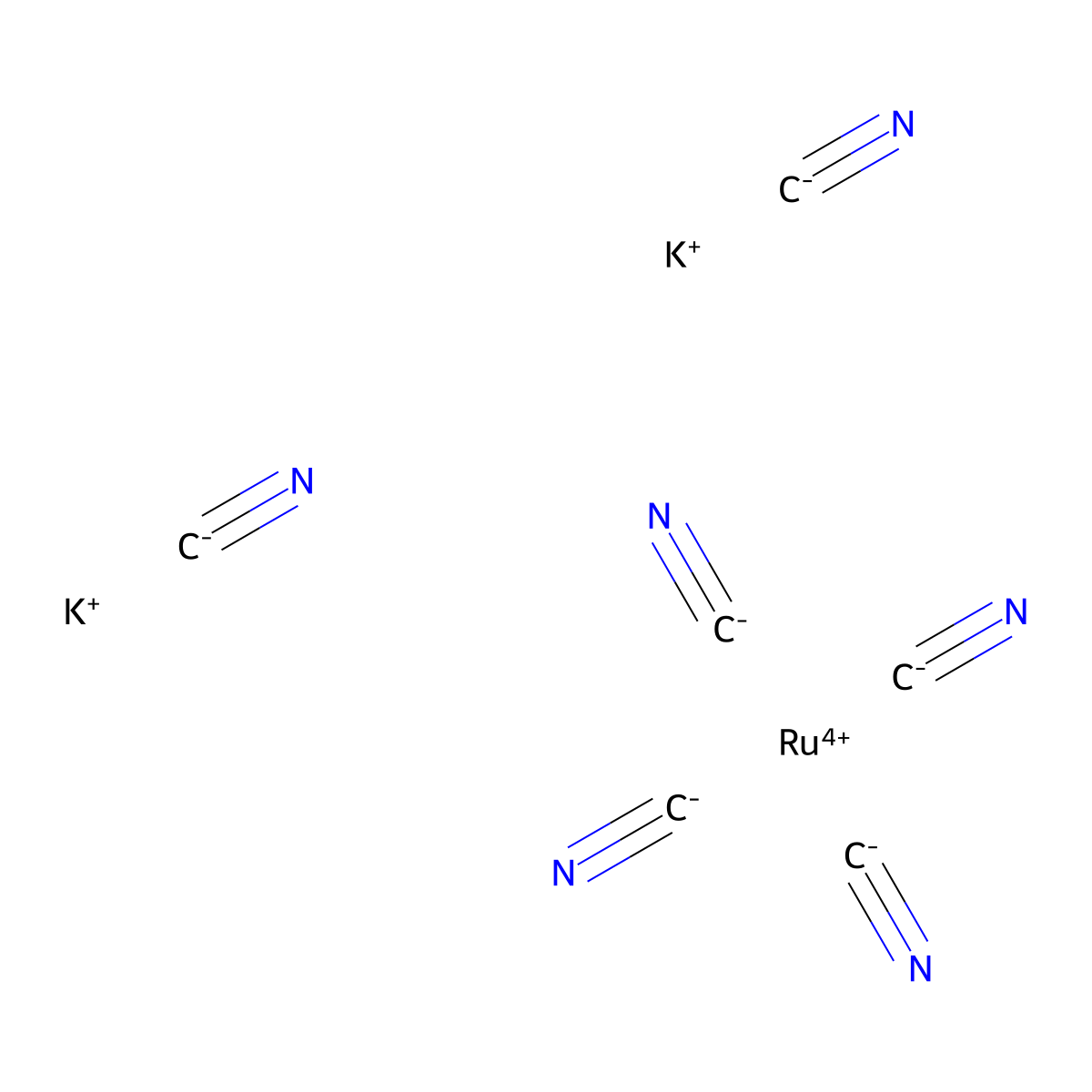Ruthenate(2-), hexakis(cyano-kappaC)-, potassium (1:2), (OC-6-11)- molecular structure, CAS 56081-97-1