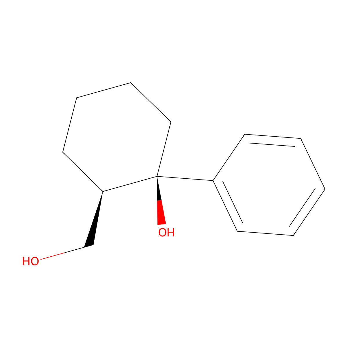 (1R,2R)-2-(Hydroxymethyl)-1-phenyl-cyclohexanol molecular structure, CAS 56086-94-3