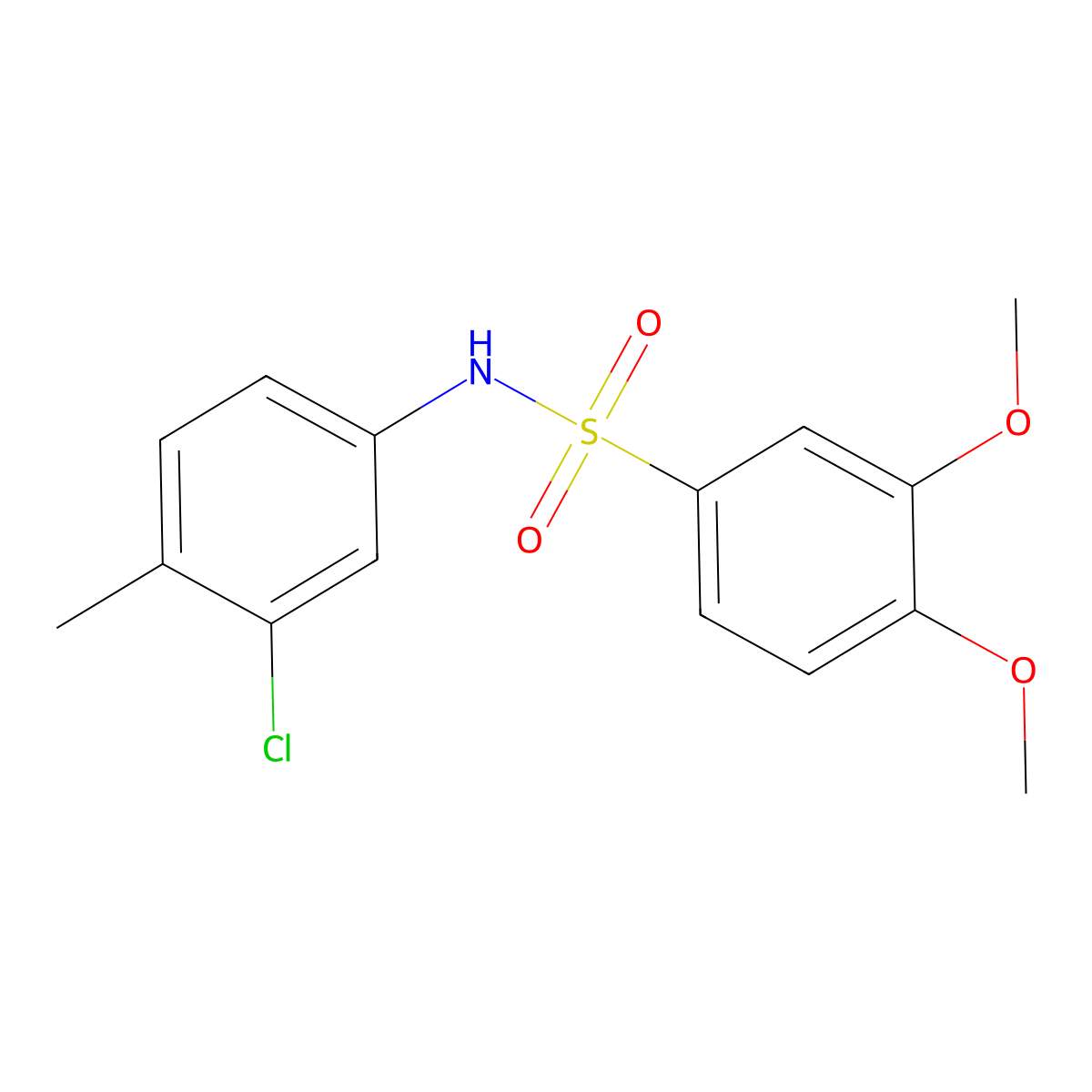 N-(3-chloro-4-methylphenyl)-3,4-dimethoxybenzenesulfonamide molecular structure, CAS 5609-50-7
