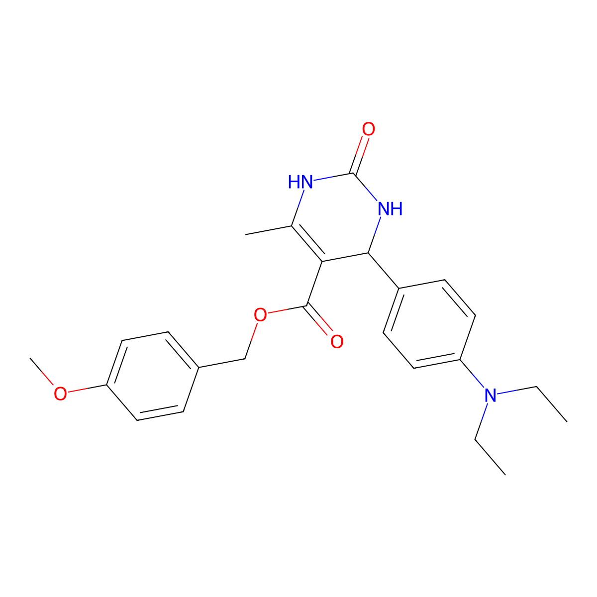 4-Methoxybenzyl 4-[4-(diethylamino)phenyl]-6-methyl-2-oxo-1,2,3,4-tetrahydro-5-pyrimidinecarboxylate molecular structure, CAS 5609-72-3