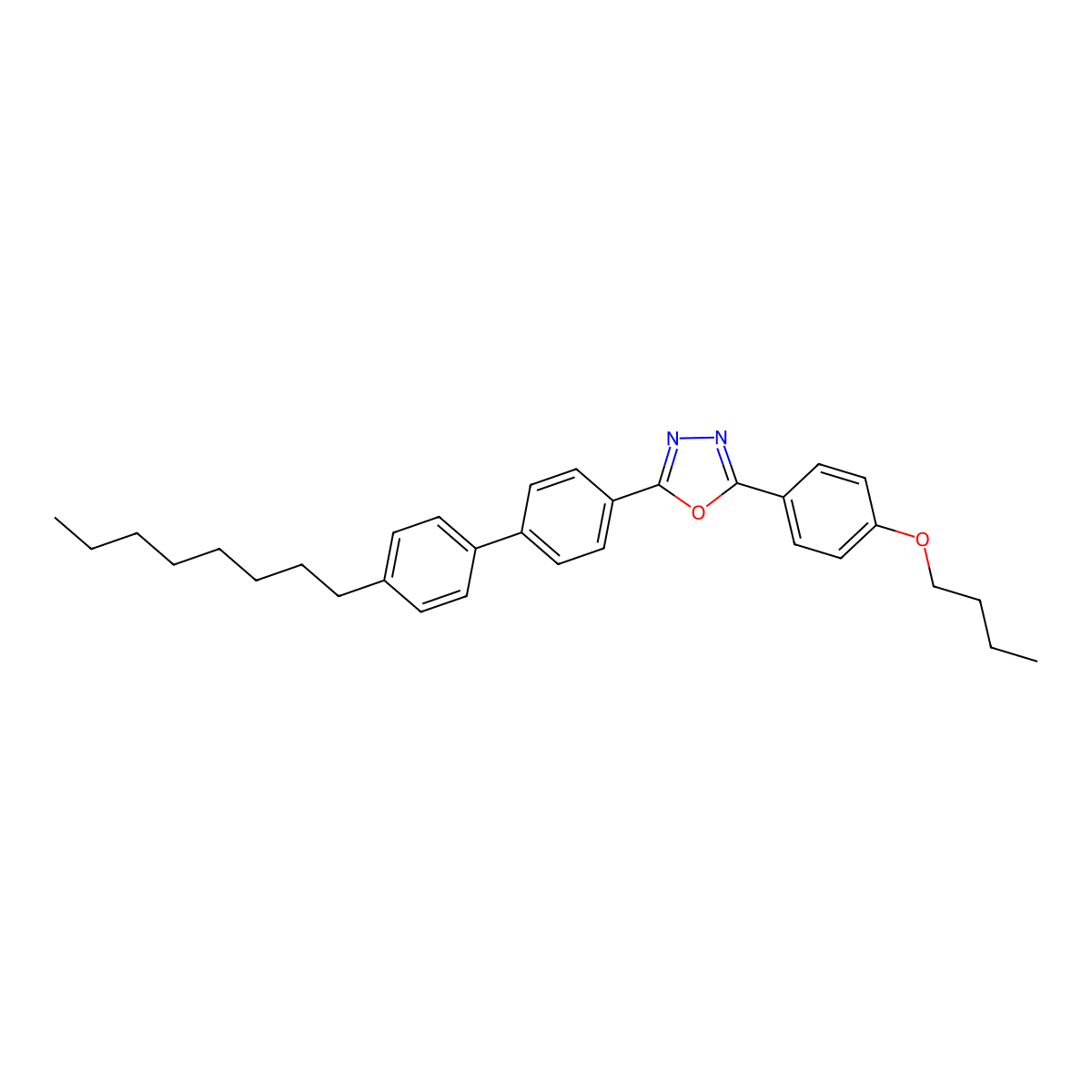 2-(4-Butoxyphenyl)-5-(4'-octylbiphenyl-4-yl)-1,3,4-oxadiazole molecular structure, CAS 5609-74-5