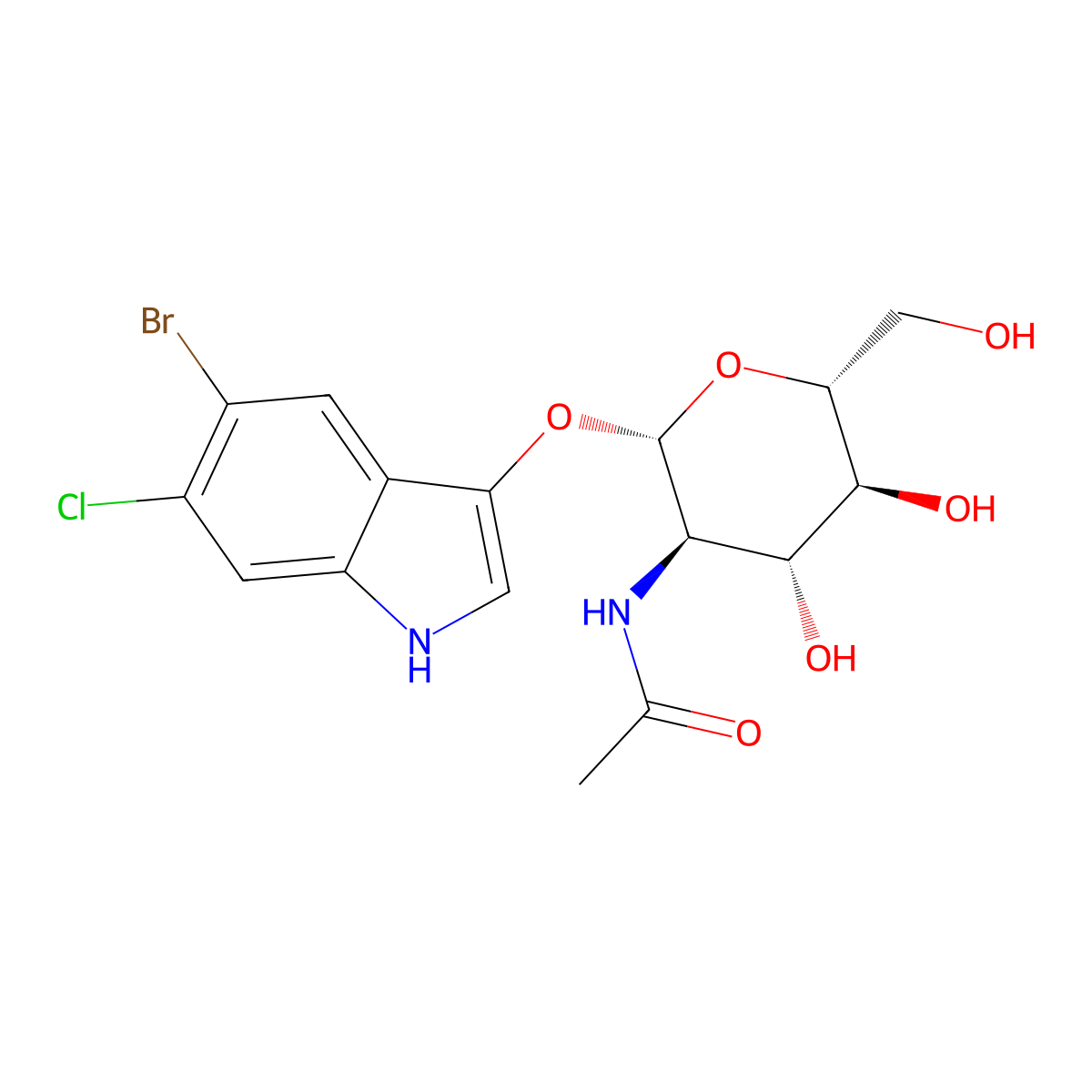 5-Bromo-6-chloro-3-indolyl N-acetyl-beta-D-glucosaminide molecular structure, CAS 5609-91-6