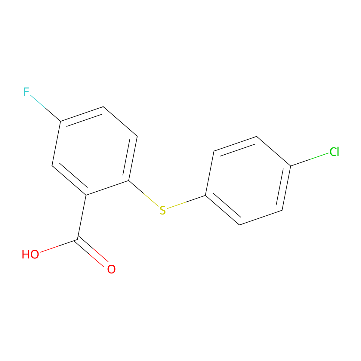 2-[(4-Chlorophenyl)sulfanyl]-5-fluorobenzoic acid molecular structure, CAS 56096-90-3