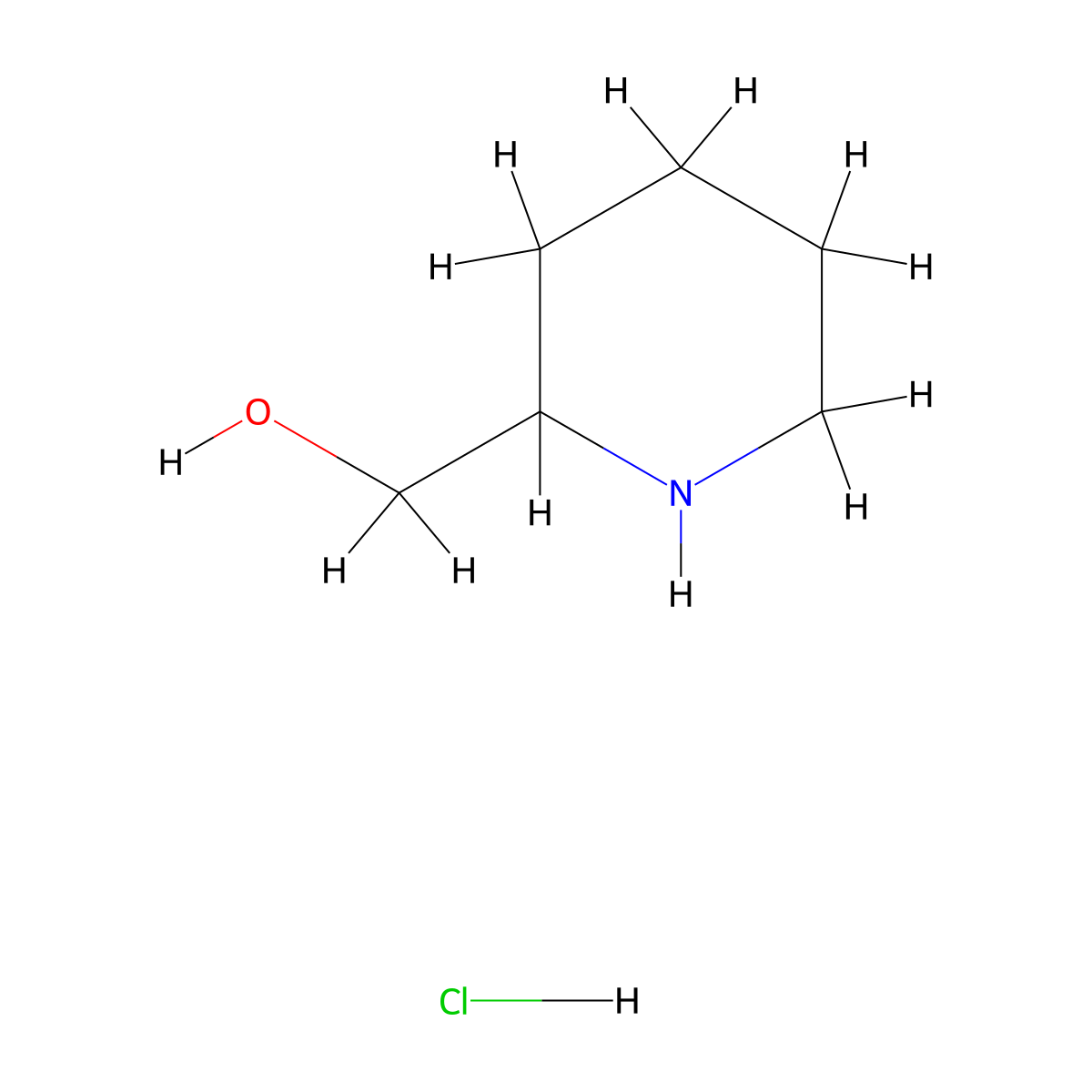 Piperidin-2-ylmethanol hcl molecular structure, CAS 56098-47-6