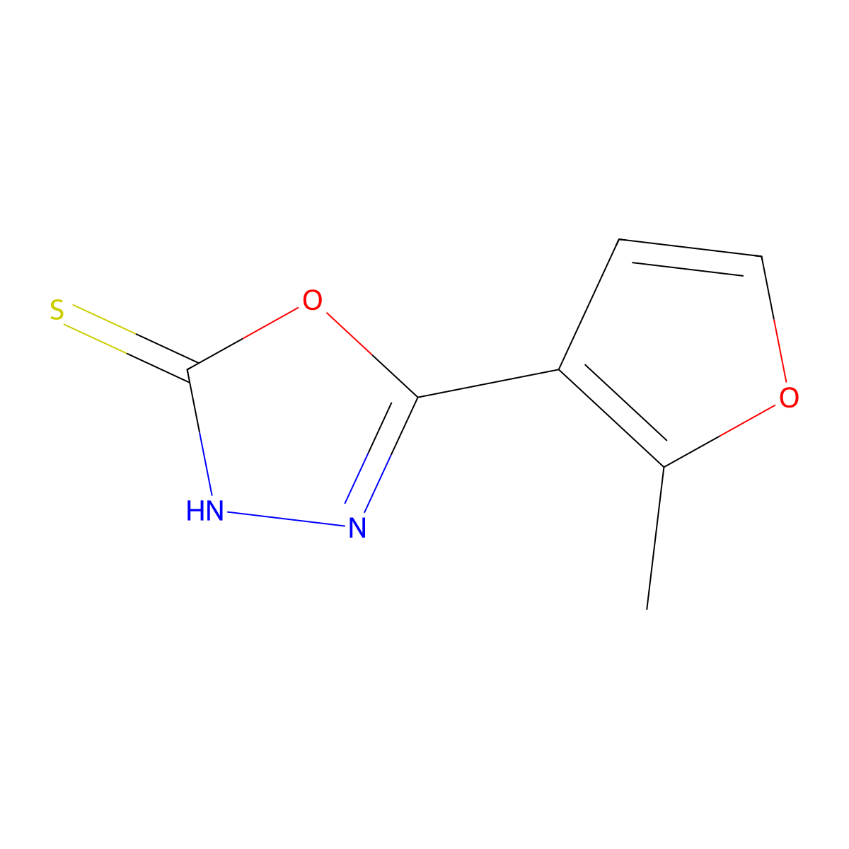 5-(2-Methylfuran-3-yl)-1,3,4-oxadiazole-2-thiol molecular structure, CAS 560995-28-0