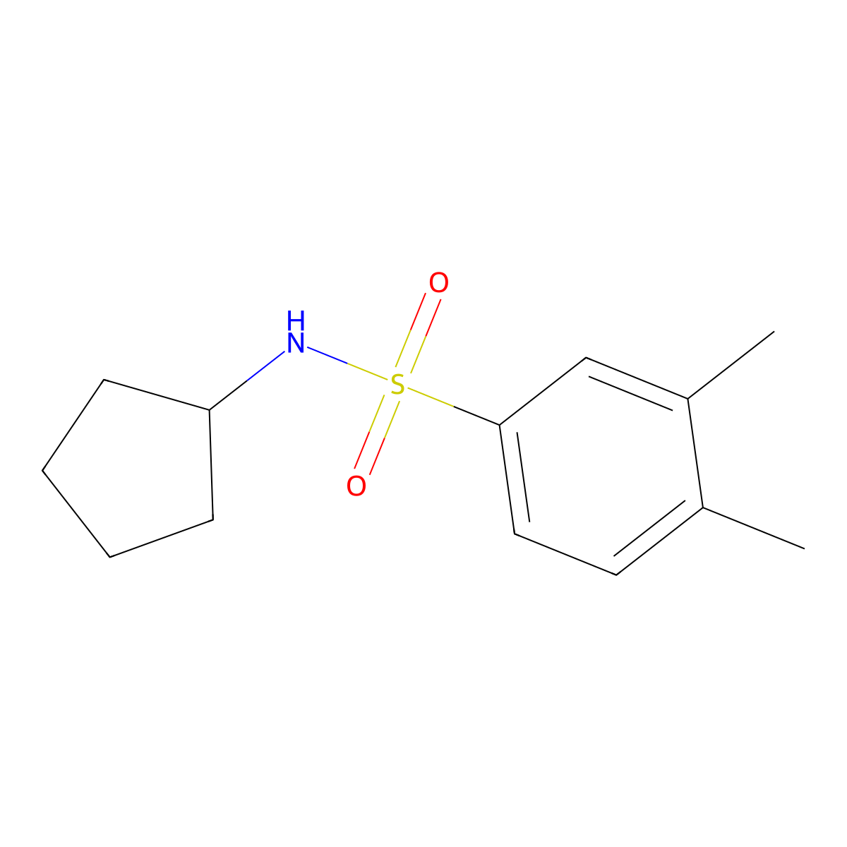 N-cyclopentyl-3,4-dimethylbenzenesulfonamide molecular structure, CAS 560995-70-2
