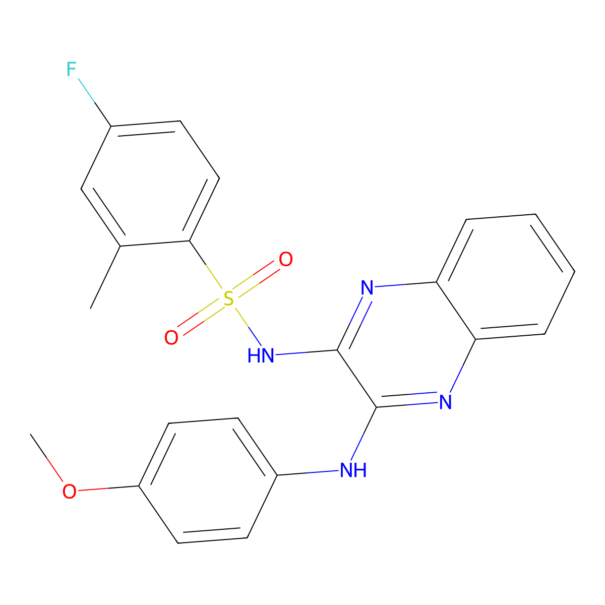4-fluoro-N-{3-[(4-methoxyphenyl)amino]quinoxalin-2-yl}-2-methylbenzene-1-sulfonamide molecular structure, CAS 560995-73-5