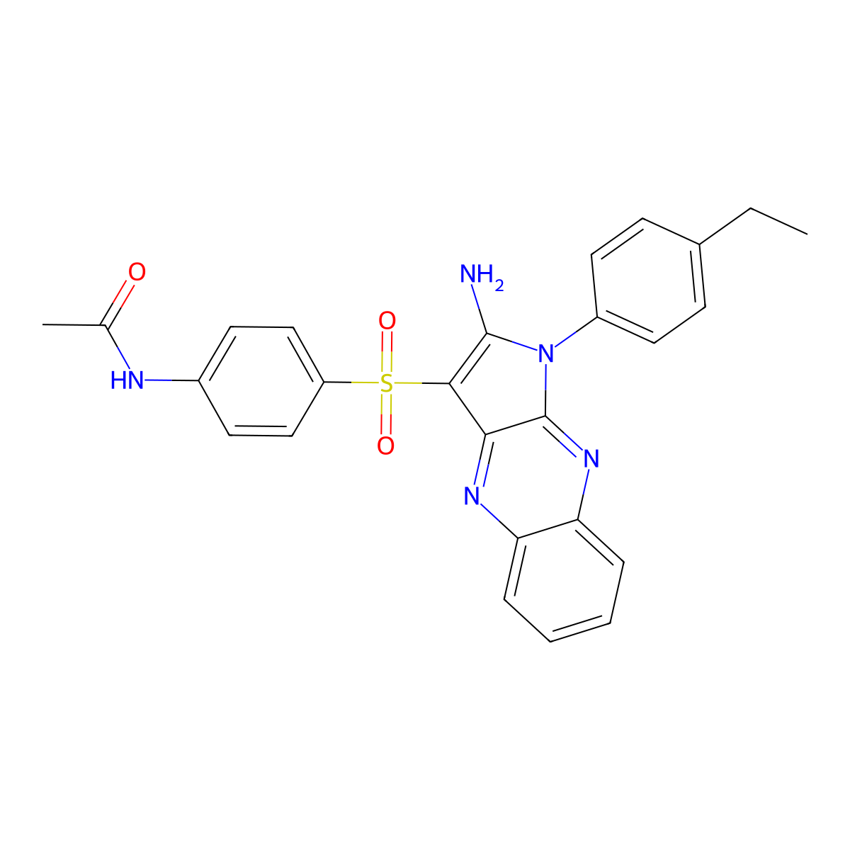 N-(4-{[2-amino-1-(4-ethylphenyl)-1H-pyrrolo[2,3-b]quinoxalin-3-yl]sulfonyl}phenyl)acetamide molecular structure, CAS 560995-94-0