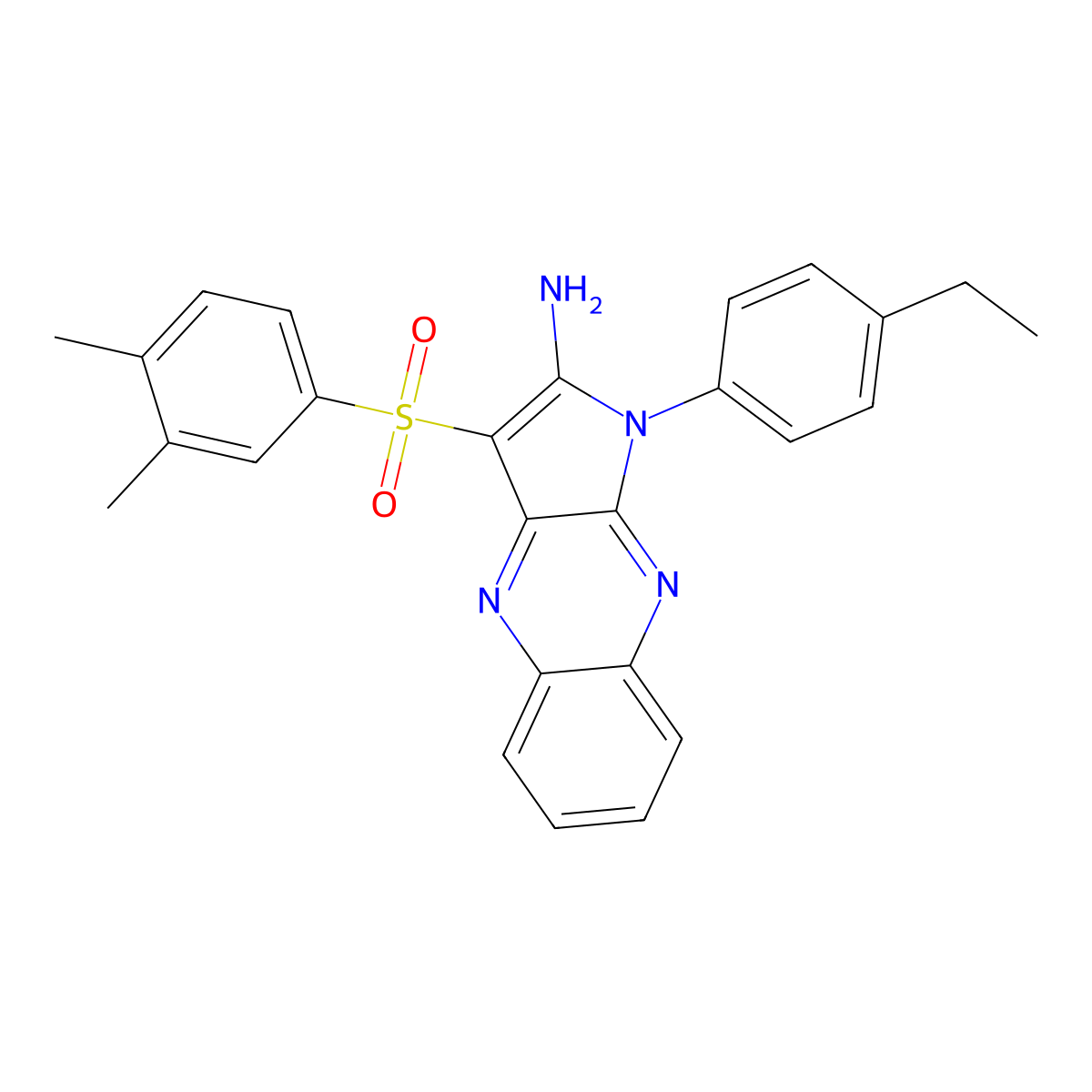 3-(3,4-dimethylbenzenesulfonyl)-1-(4-ethylphenyl)-1H-pyrrolo[2,3-b]quinoxalin-2-amine molecular structure, CAS 560996-00-1