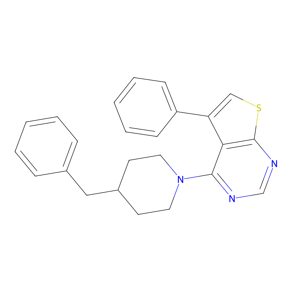 4-(4-Benzylpiperidin-1-yl)-5-phenylthieno[2,3-d]pyrimidine molecular structure, CAS 560997-06-0