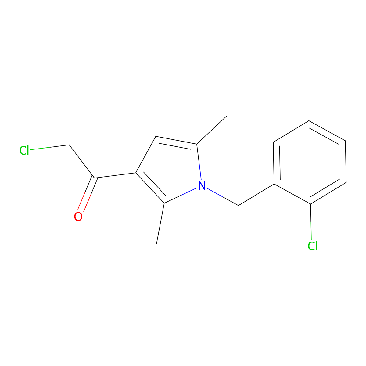 2-Chloro-1-[1-[(2-chlorophenyl)methyl]-2,5-dimethylpyrrol-3-yl]ethanone molecular structure, CAS 560998-05-2