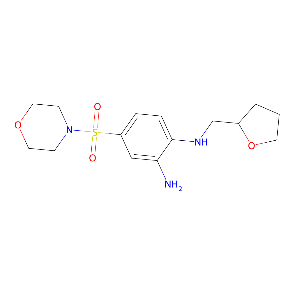 4-(morpholine-4-sulfonyl)-1-N-(oxolan-2-ylmethyl)benzene-1,2-diamine molecular structure, CAS 560998-12-1