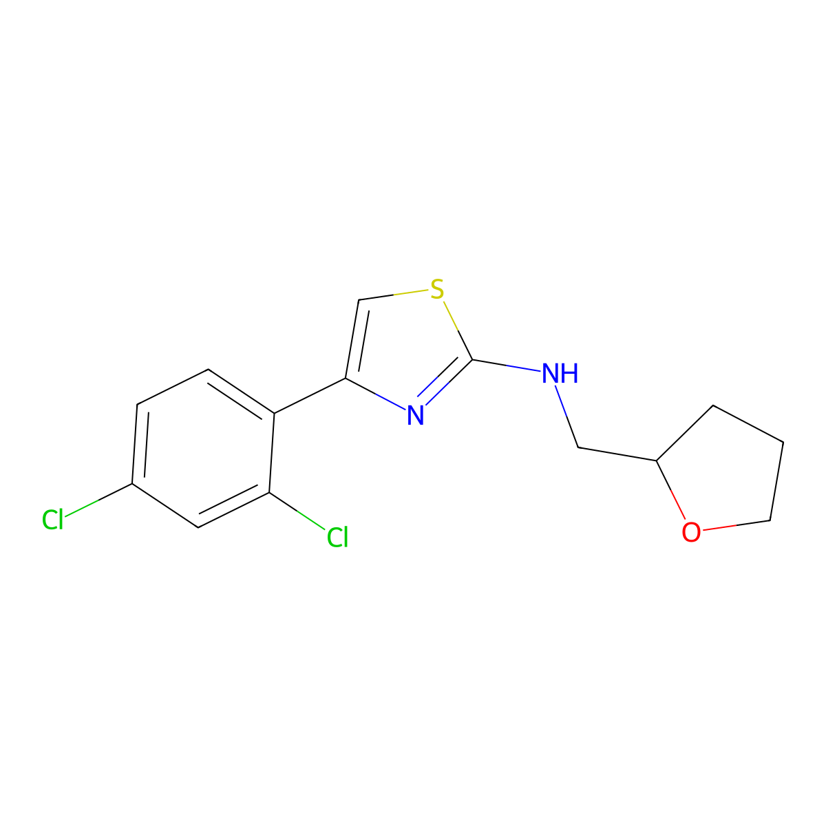 4-(2,4-dichlorophenyl)-N-(oxolan-2-ylmethyl)-1,3-thiazol-2-amine molecular structure, CAS 560998-17-6
