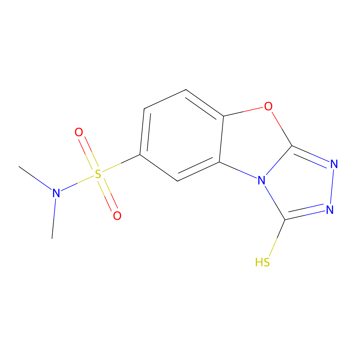 N,N-dimethyl-3-sulfanyl-7-oxa-2,4,5-triazatricyclo[6.4.0.0^{2,6}]dodeca-1(8),3,5,9,11-pentaene-11-sulfonamide molecular structure, CAS 560998-19-8