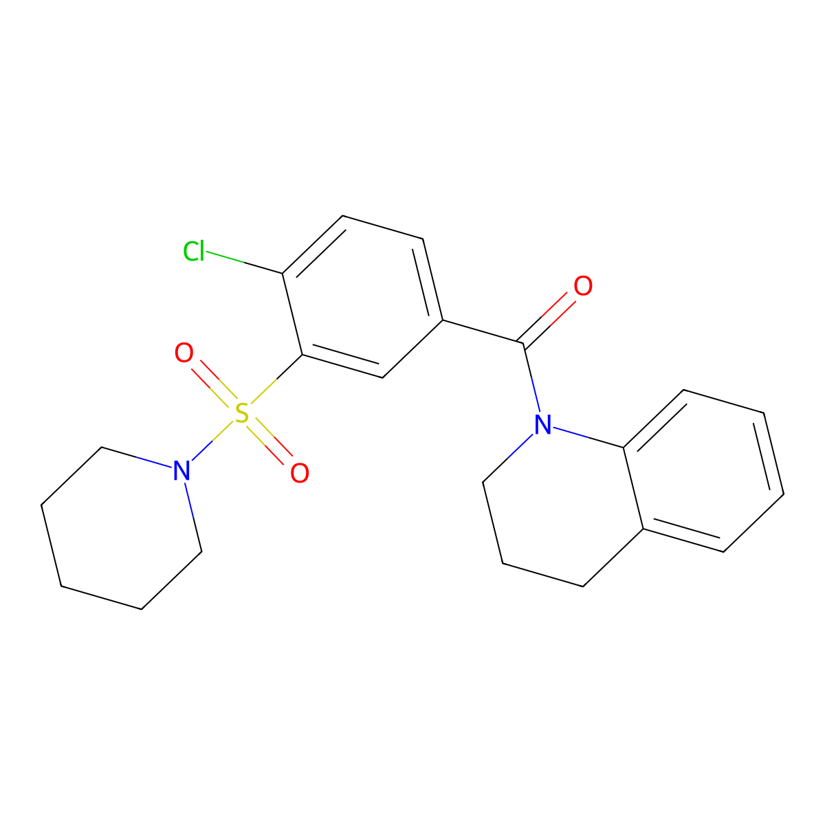 (4-chloro-3-(piperidin-1-ylsulfonyl)phenyl)(3,4-dihydroquinolin-1(2H)-yl)methanone molecular structure, CAS 560998-40-5