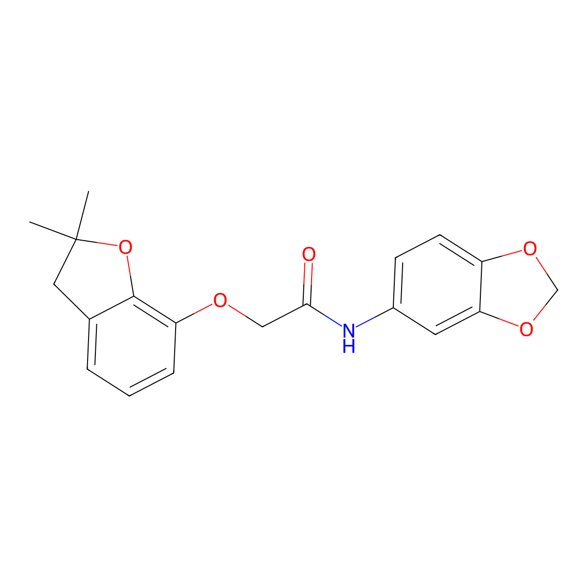N-(2H-1,3-benzodioxol-5-yl)-2-[(2,2-dimethyl-2,3-dihydro-1-benzofuran-7-yl)oxy]acetamide molecular structure, CAS 560999-06-6
