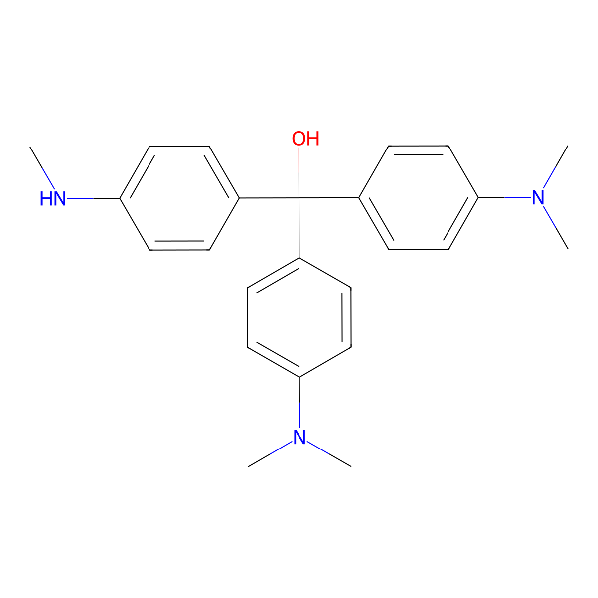 4,4'-Bis(dimethylamino)-4''-(methylamino)trityl alcohol molecular structure, CAS 561-41-1