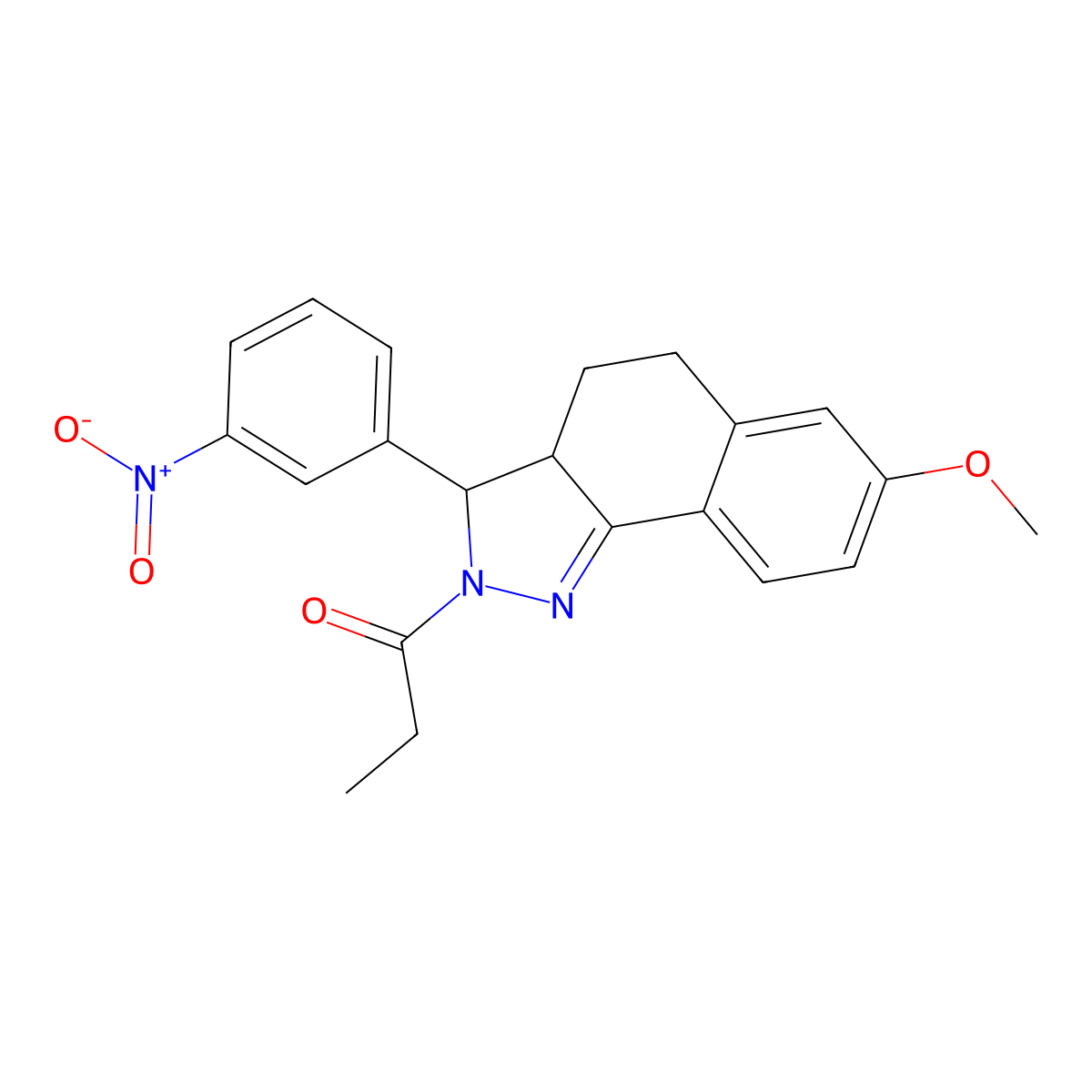 3-{3-nitrophenyl}-7-methoxy-2-propionyl-3,3a,4,5-tetrahydro-2H-benzo[g]indazole molecular structure, CAS 5610-16-2