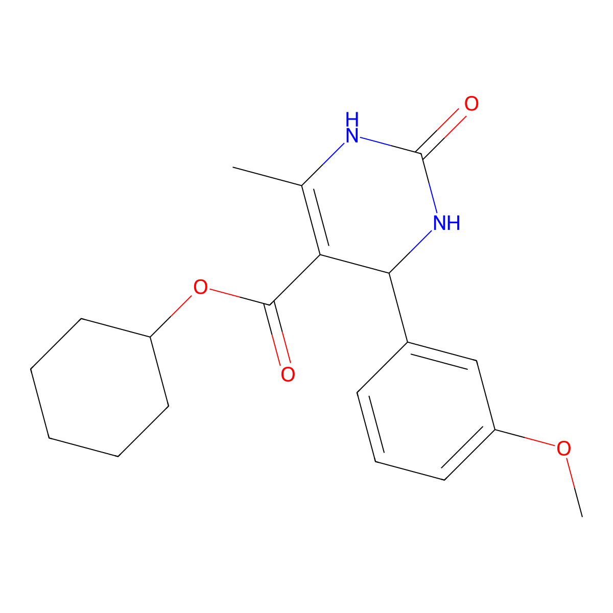 Cyclohexyl 4-(3-methoxyphenyl)-6-methyl-2-oxo-1,2,3,4-tetrahydropyrimidine-5-carboxylate molecular structure, CAS 5610-67-3