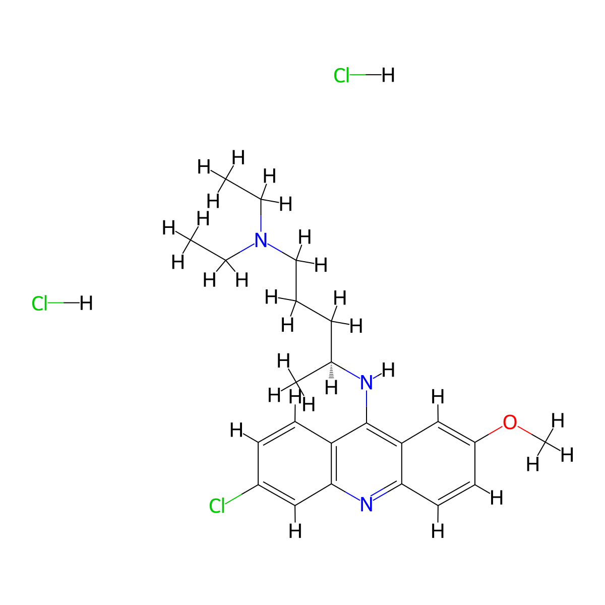 d-Atabrine dihydrochloride molecular structure, CAS 56100-41-5