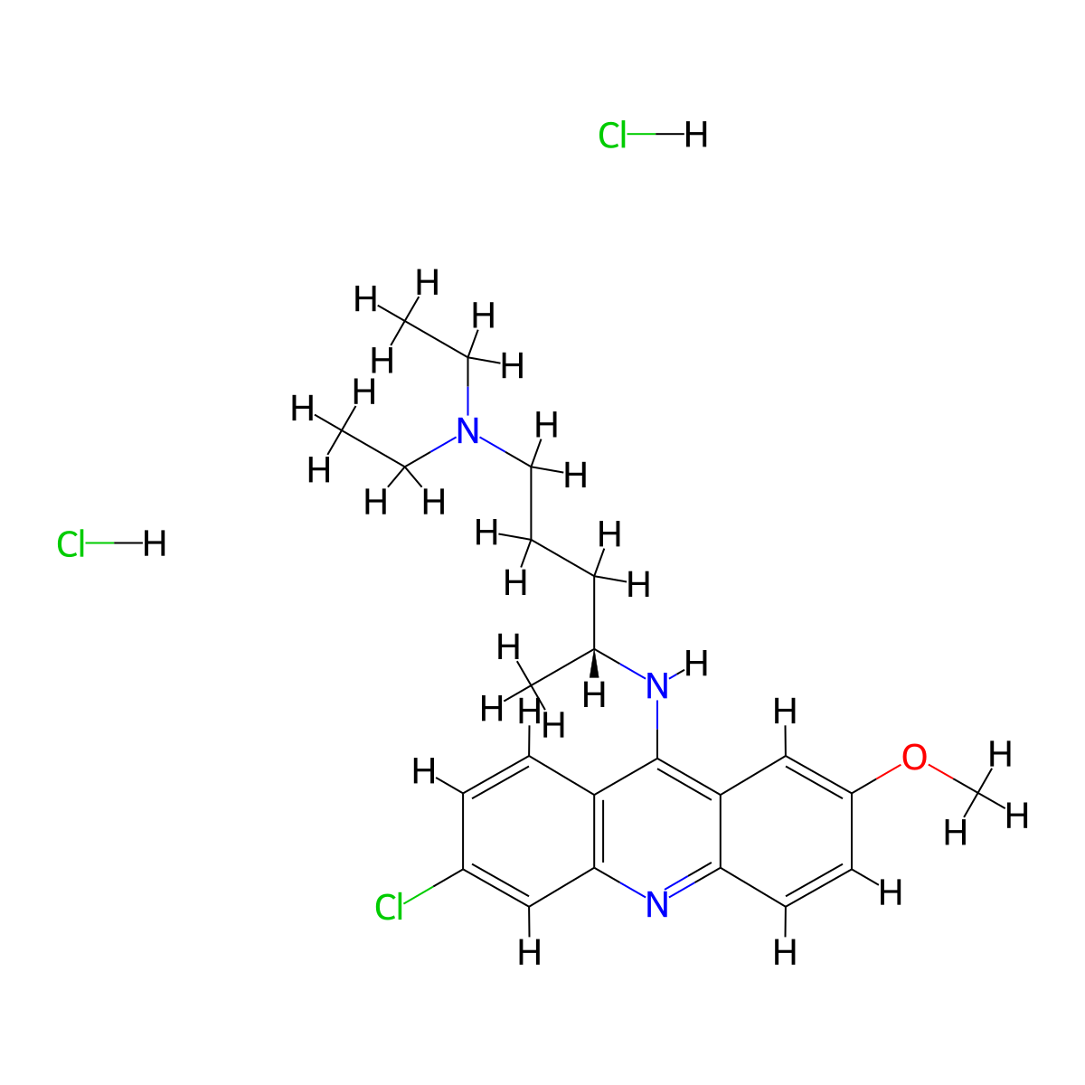 l-Atabrine dihydrochloride molecular structure, CAS 56100-42-6