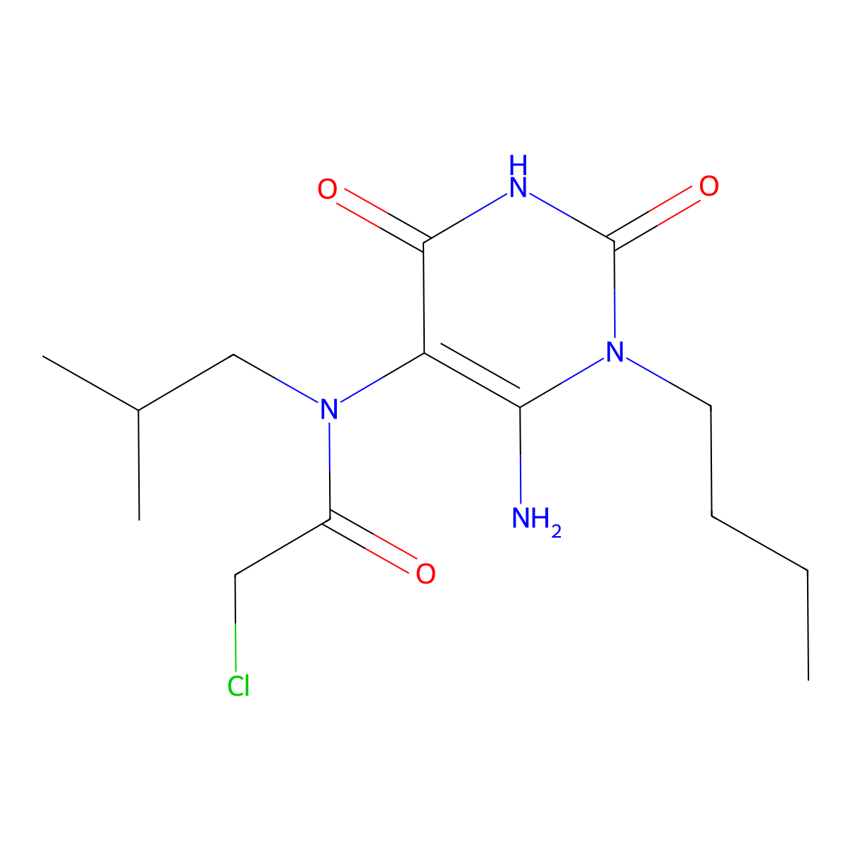 N-(6-Amino-1-butyl-2,4-dioxo-1,2,3,4-tetrahydropyrimidin-5-yl)-2-chloro-N-(2-methylpropyl)acetamide molecular structure, CAS 561002-01-5