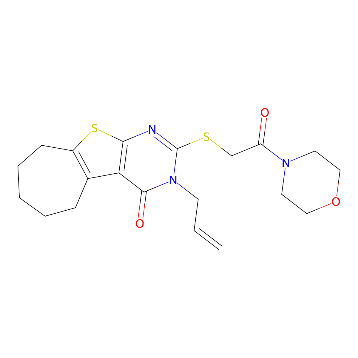 3-allyl-2-((2-morpholino-2-oxoethyl)thio)-6,7,8,9-tetrahydro-3H-cyclohepta[4,5]thieno[2,3-d]pyrimidin-4(5H)-one molecular structure, CAS 561005-57-0
