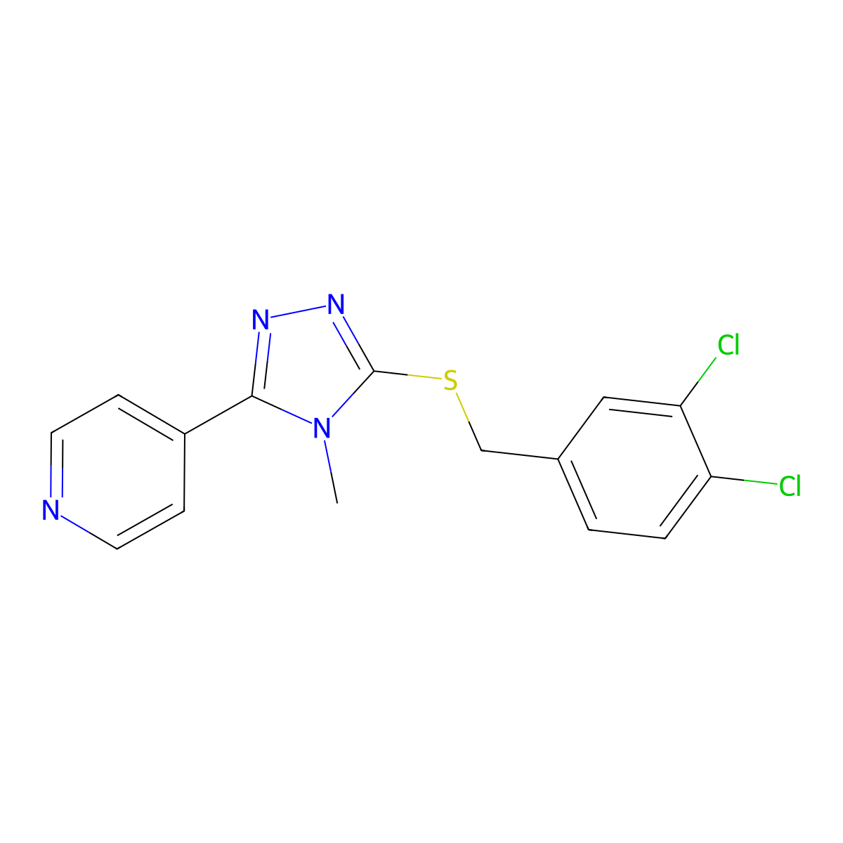 3-[(3,4-Dichlorophenyl)methylthio]-4-methyl-5-(4-pyridyl)-1,2,4-triazole molecular structure, CAS 561005-81-0