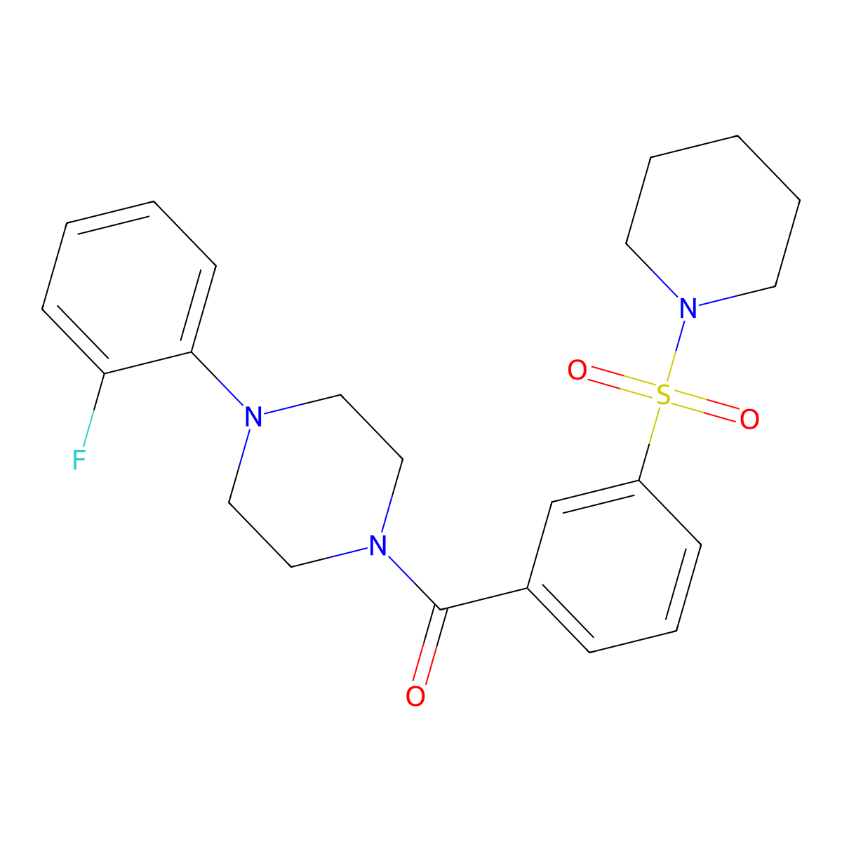 4-(2-Fluorophenyl)piperazinyl 3-(piperidylsulfonyl)phenyl ketone molecular structure, CAS 561007-65-6