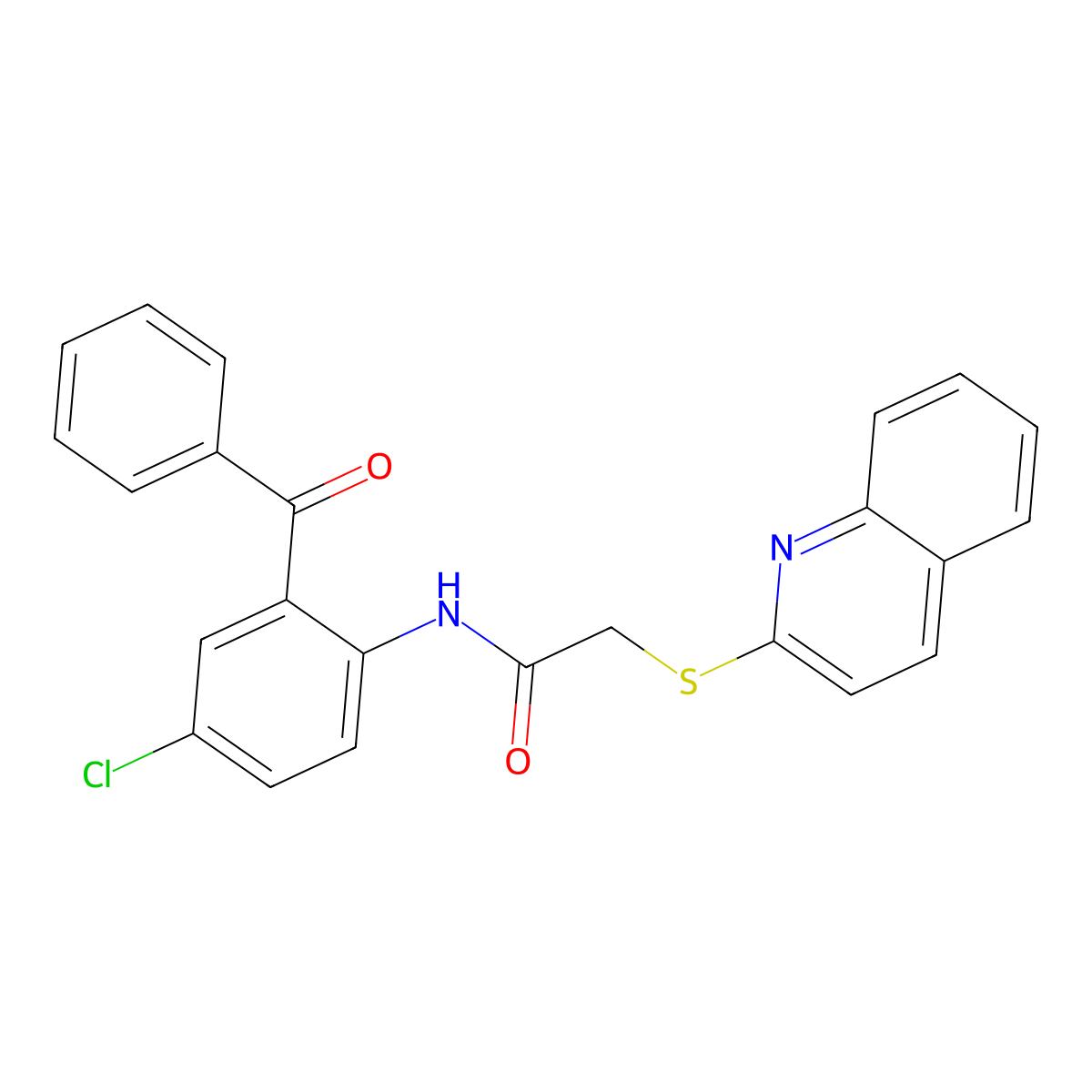 N-(2-benzoyl-4-chlorophenyl)-2-(quinolin-2-ylsulfanyl)acetamide molecular structure, CAS 561009-57-2