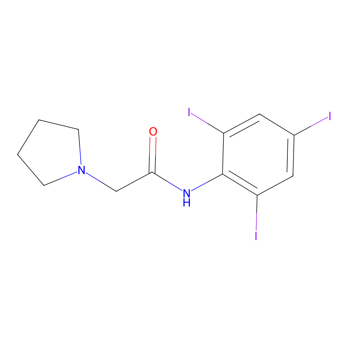 2-(pyrrolidin-1-yl)-N-(2,4,6-triiodophenyl)acetamide molecular structure, CAS 561011-06-1