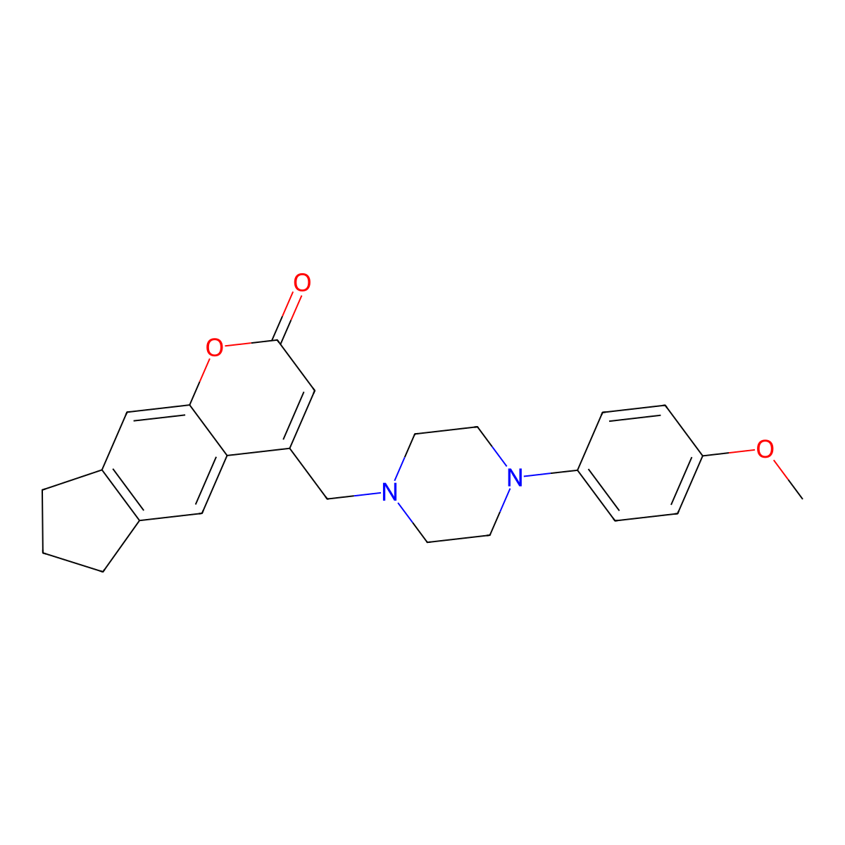 4-((4-(4-methoxyphenyl)piperazin-1-yl)methyl)-7,8-dihydrocyclopenta[g]chromen-2(6H)-one molecular structure, CAS 561012-00-8