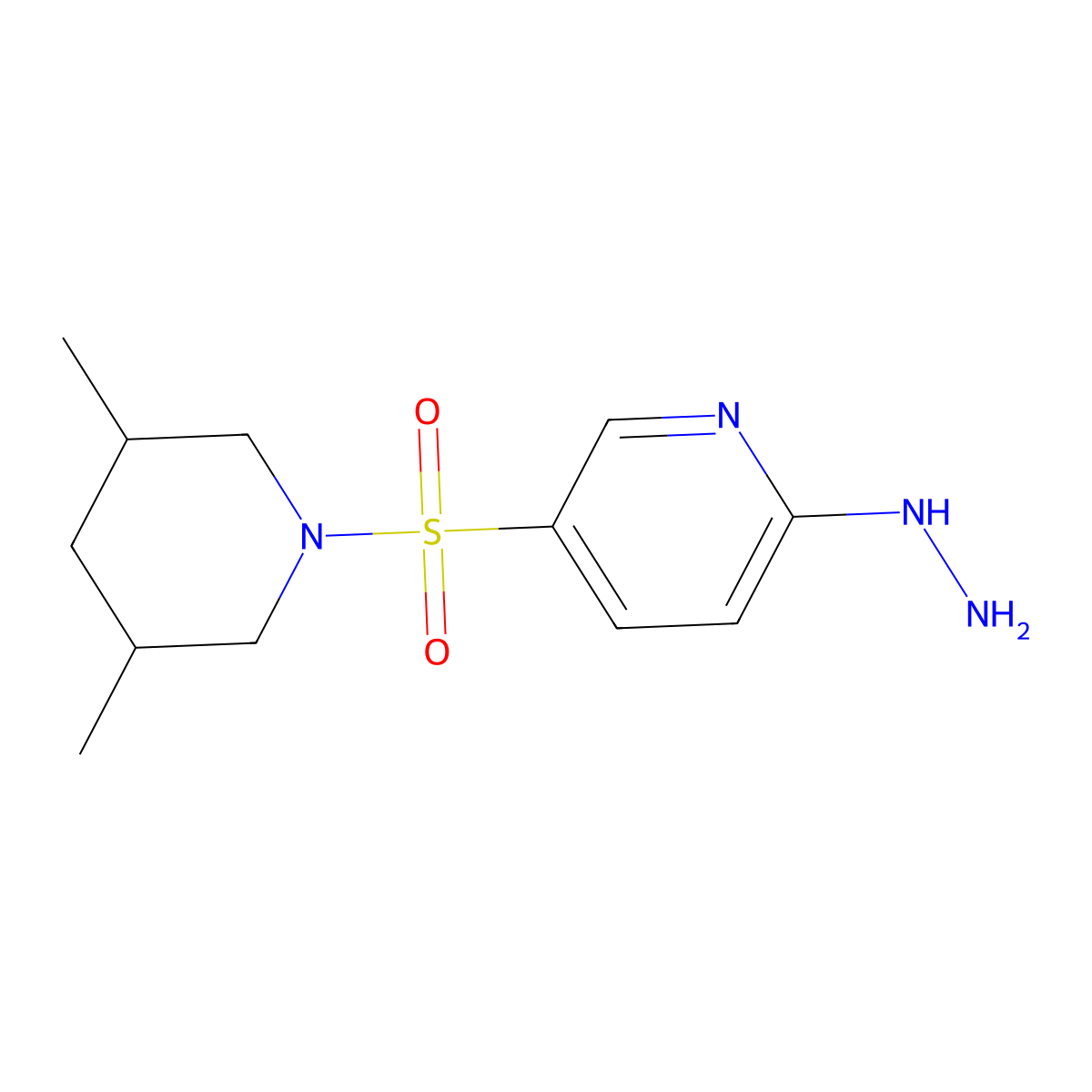 5-((3,5-Dimethyl-1-piperidinyl)sulfonyl)-2-hydrazinylpyridine molecular structure, CAS 561012-69-9