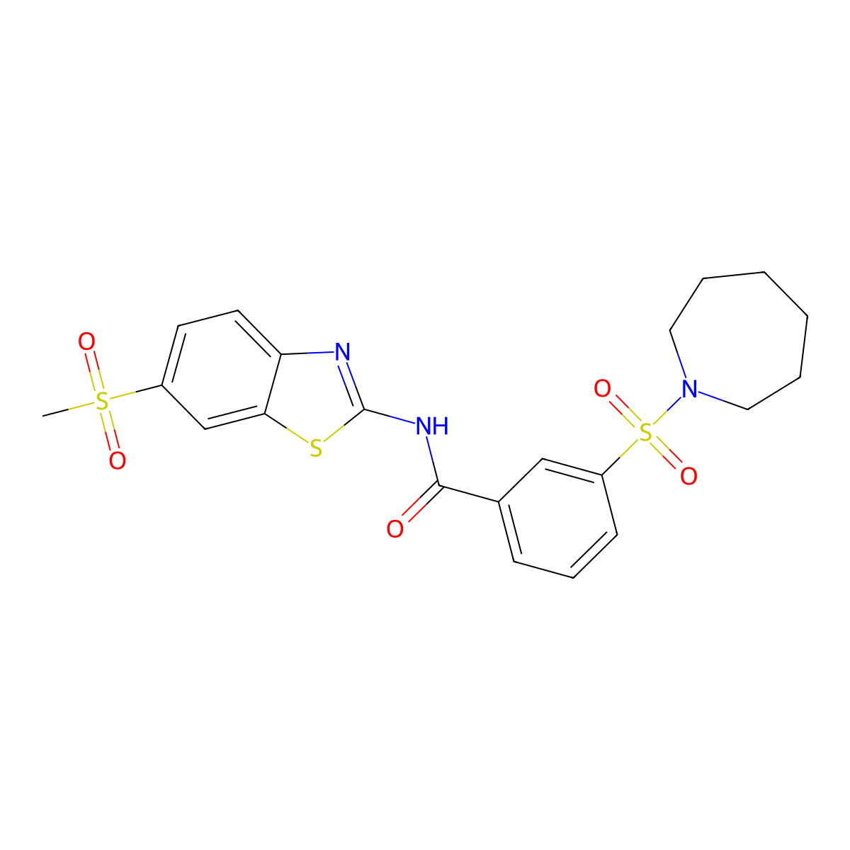 3-(azepan-1-ylsulfonyl)-N-(6-methylsulfonyl-1,3-benzothiazol-2-yl)benzamide molecular structure, CAS 561028-85-1