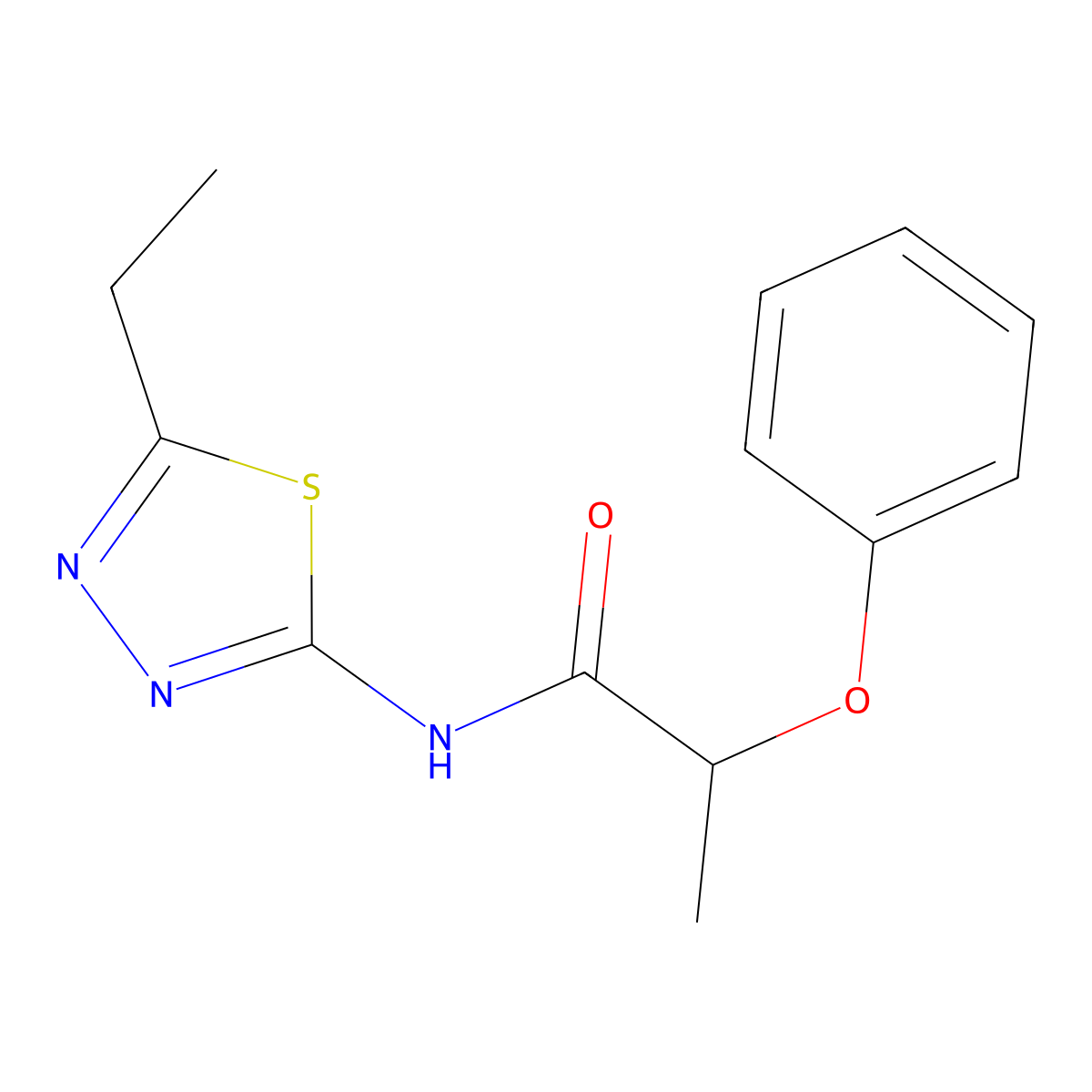 N-(5-ethyl-1,3,4-thiadiazol-2-yl)-2-phenoxypropanamide molecular structure, CAS 561048-95-1