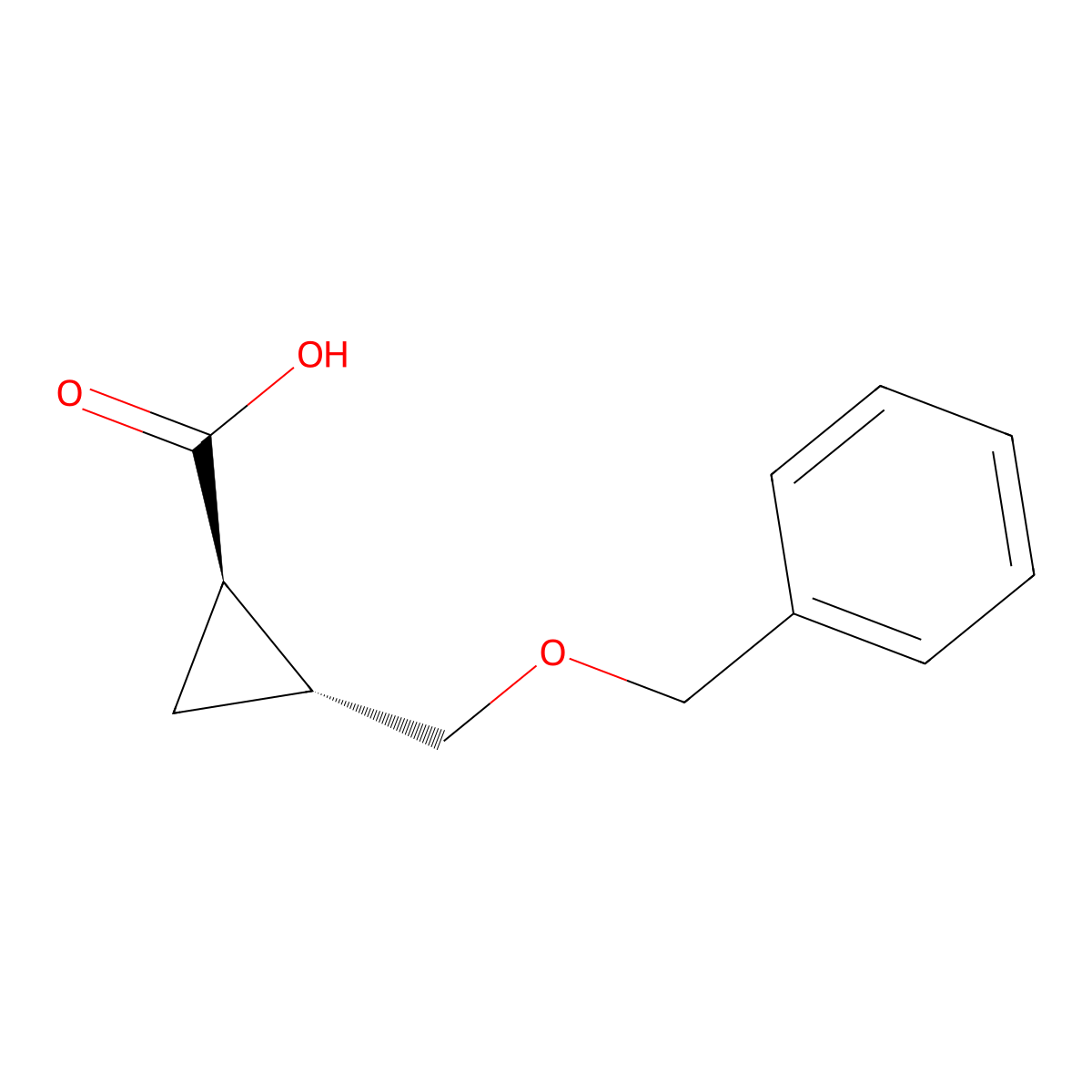 (1R,2R)-2-((Benzyloxy)methyl)cyclopropane-1-carboxylic acid molecular structure, CAS 561055-27-4